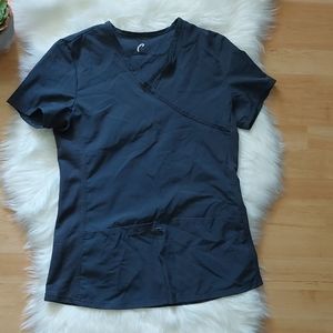 XS scrub top, stretch, no holes, 2 front pockets